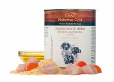 Kaninchen & Huhn mit Hirse und Karotten + Leinöl